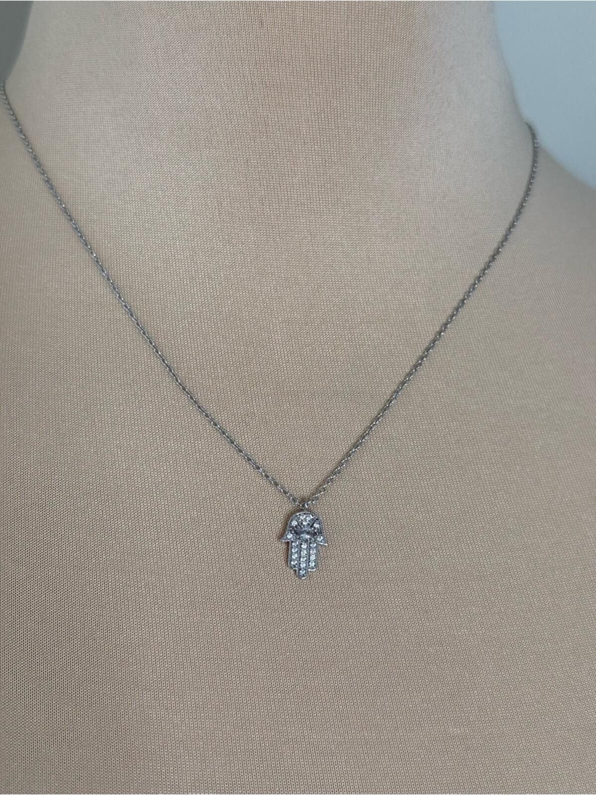 Other Rhinestone hand charm necklace silver tone lobster clasp Size ONE SIZE - 3 Thumbnail