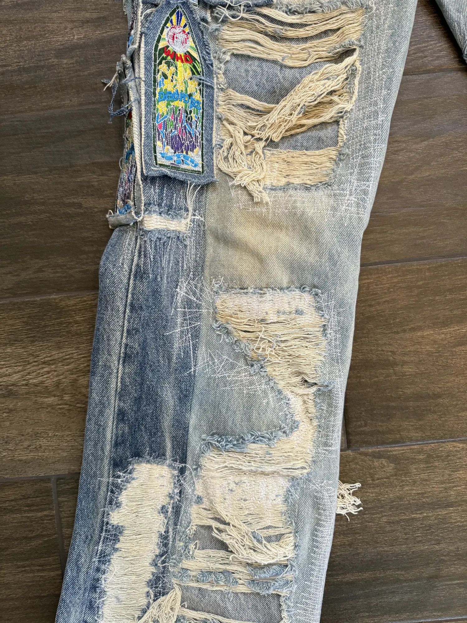 Who Decides War Coliseum Fusion Stained Glass Cathedral Distressed Denim Size US 34 / EU 50 - 11 Thumbnail