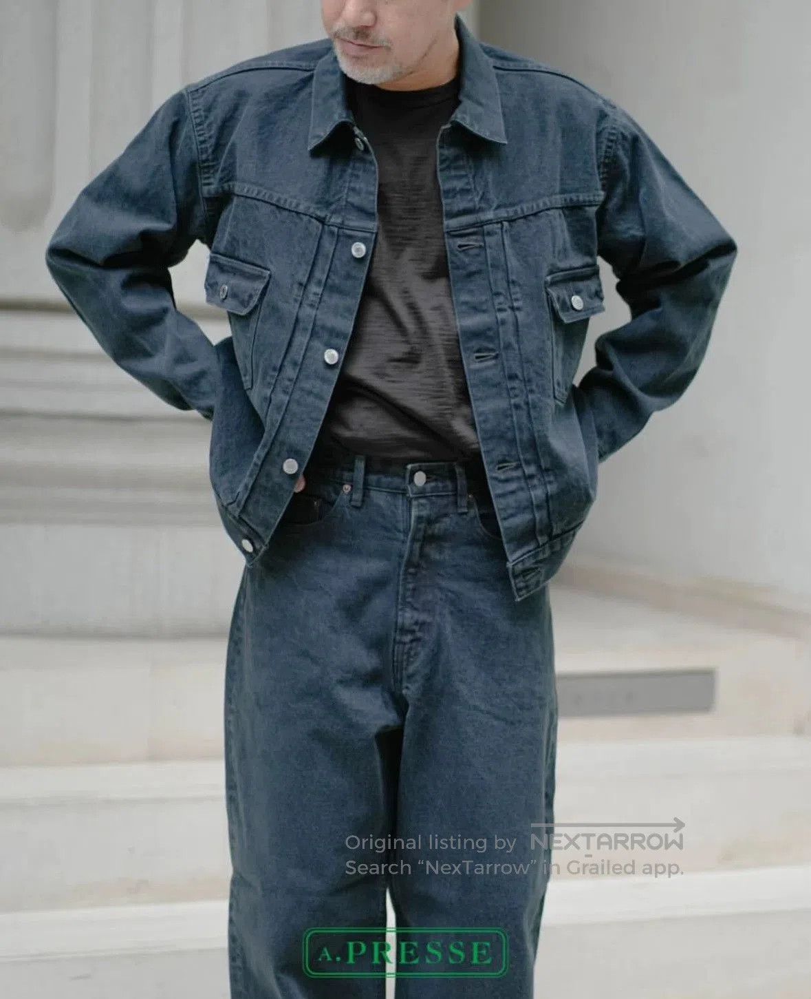 A.PRESSE APRESSE Black Denim Jacket. Size US M / EU 48-50 / 2 - 7 Thumbnail