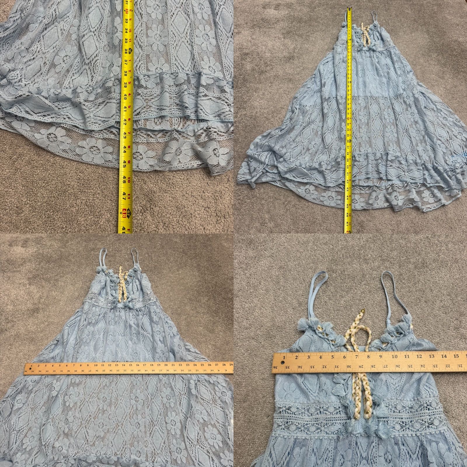 Vintage Cupshe Maxi Dress Womens Small Blue Lace Hi-Low Strappy NWT Boho Beach Vintage: No Size S / US 4 / IT 40 - 9 Thumbnail