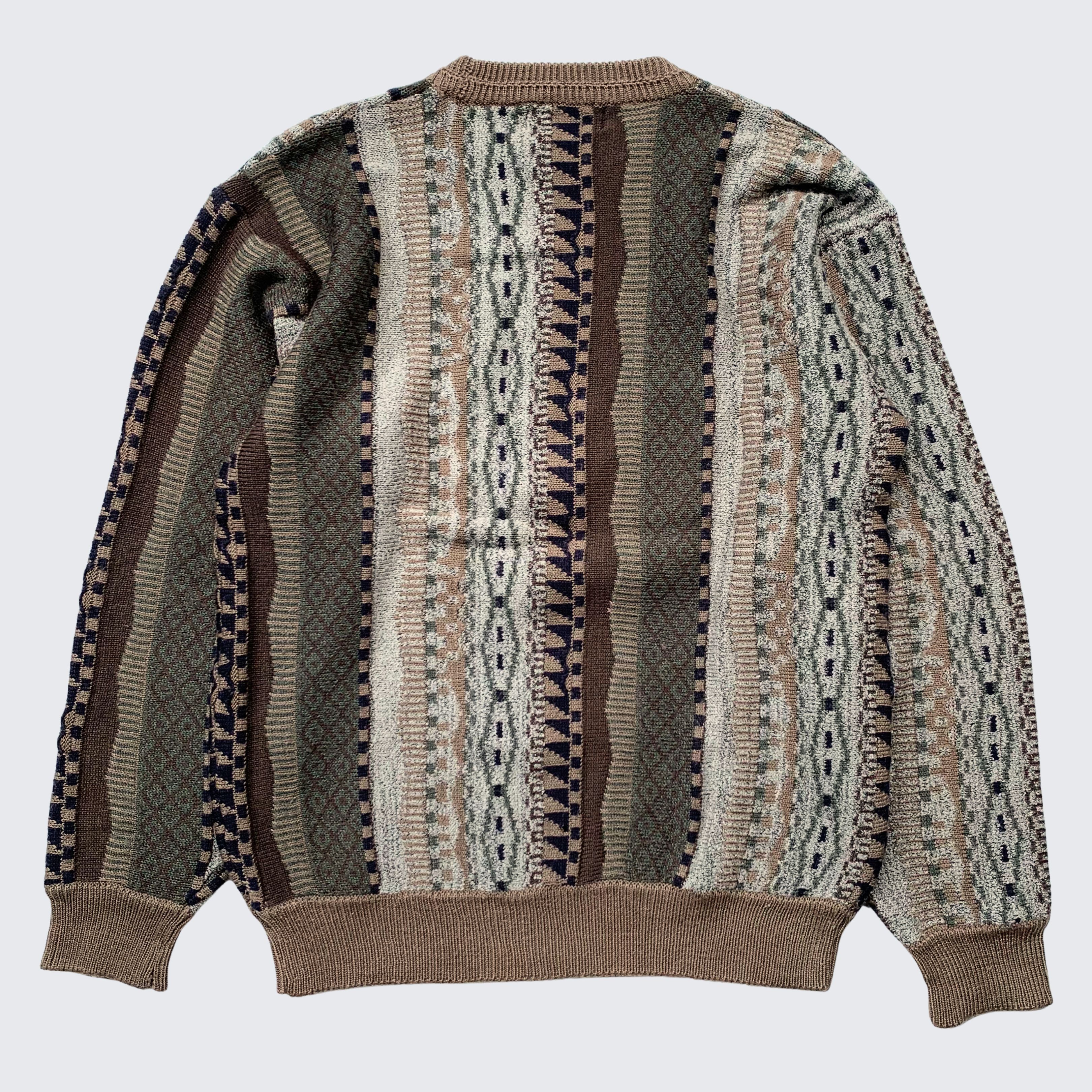 Vintage 1990s Fernando Italy 3D Pattern Coogi Style Knit Sweater Size US L / EU 52-54 / 3 - 5 Thumbnail