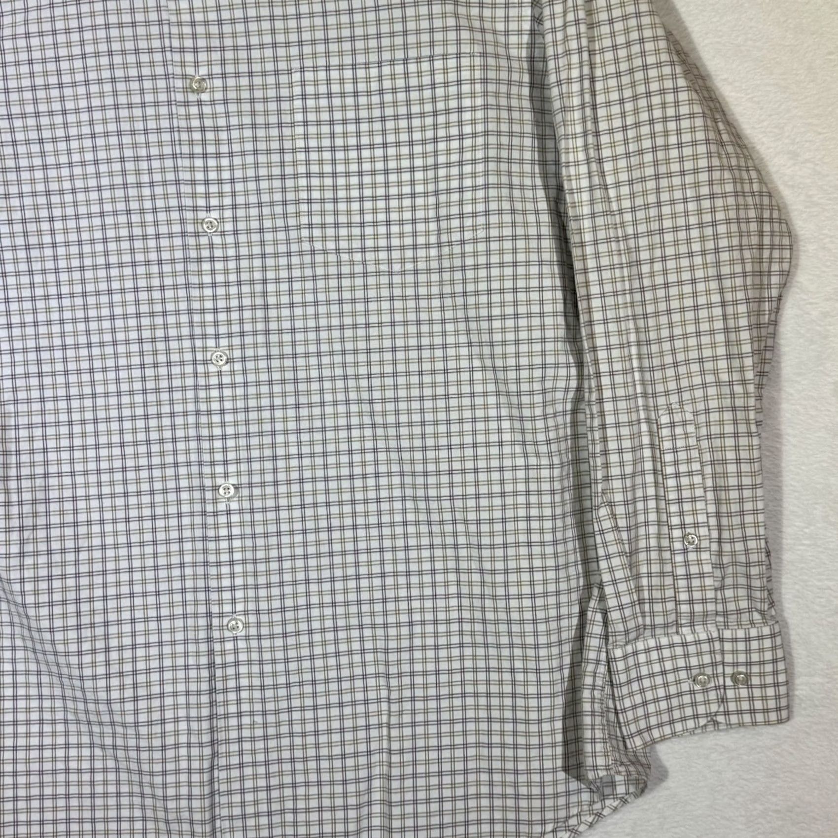 Hugo Boss VINTAGE Hugo Boss Dress Shirt White Gray Plaid 17 neck 34-35 sleeve Long Sleeve Mens Size 34R - 5 Thumbnail