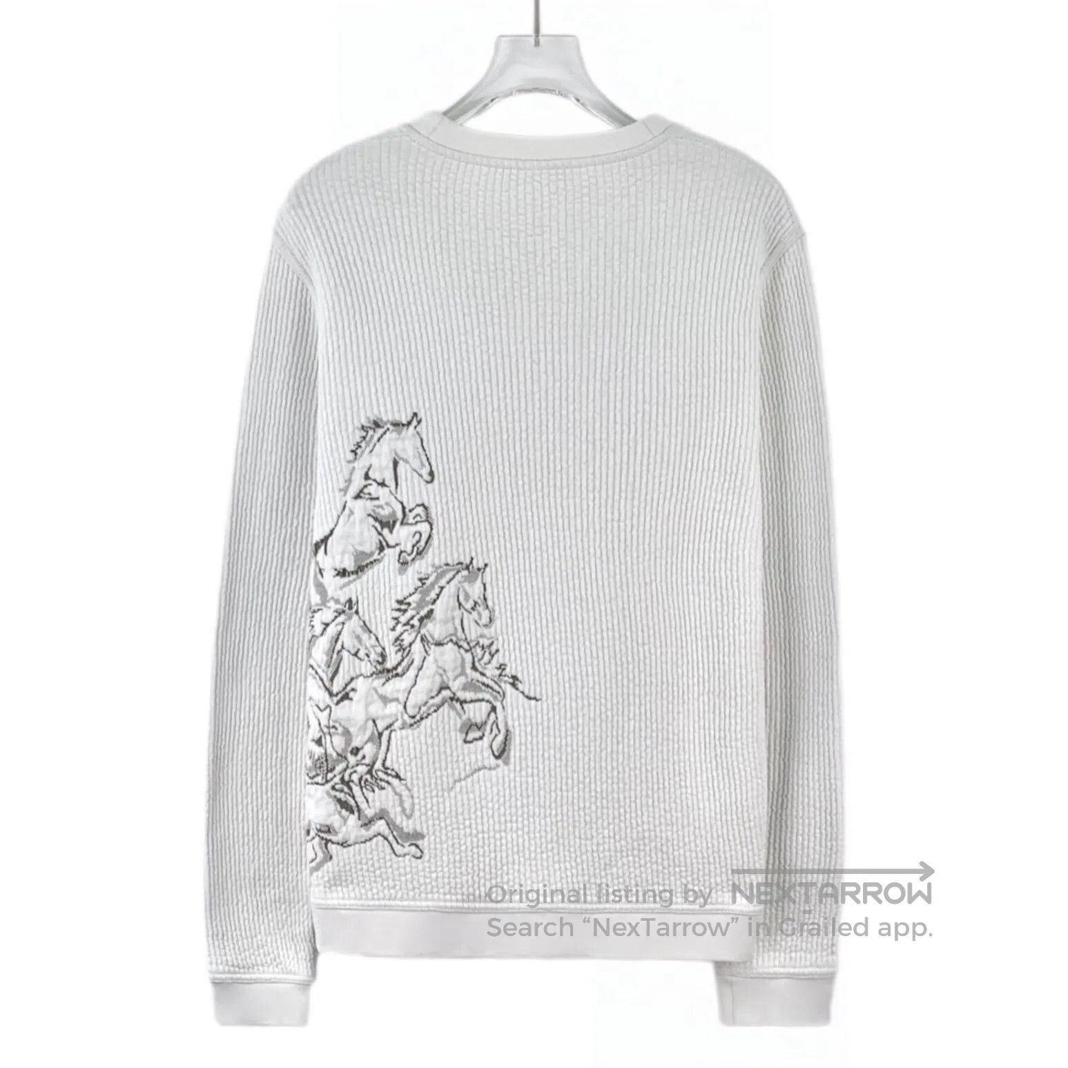 Hermes Hermes White horse totem jacquard cotton round neck long s Size US M / EU 48-50 / 2 - 2 Thumbnail