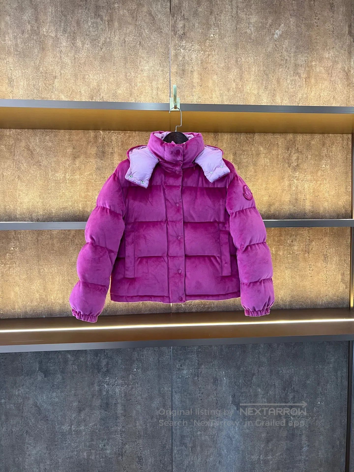 Moncler Moncler DAOS Pink Velvet Down Jacket| Size S / US 4 / IT 40 - 1 Thumbnail