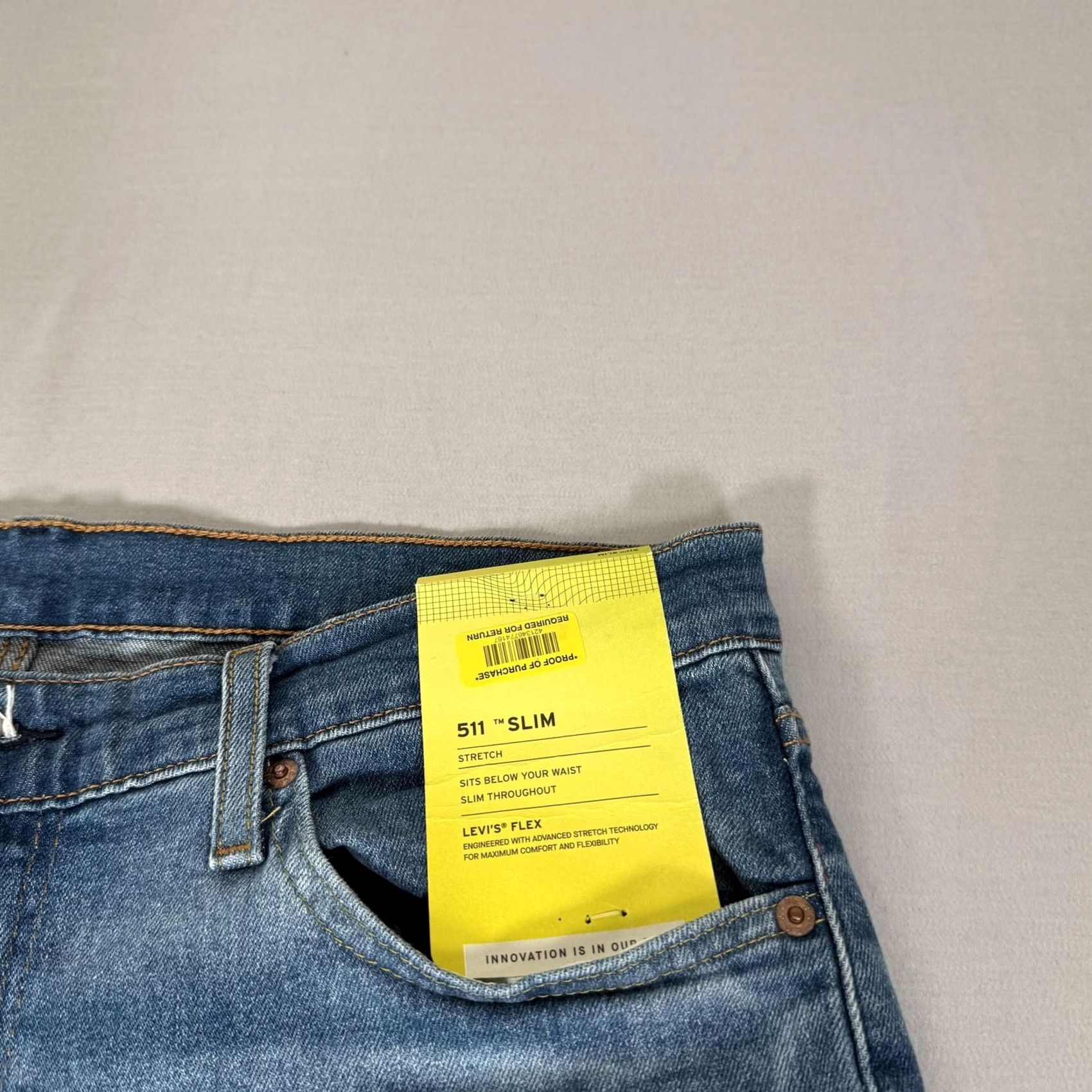Levi's Levi's 511 Slim Jeans Mens 36x30 Blue Medium Wash Denim Straight 5-Pocket Stretch Cotton Polyester Modern Size US 36 / EU 52 - 3 Thumbnail