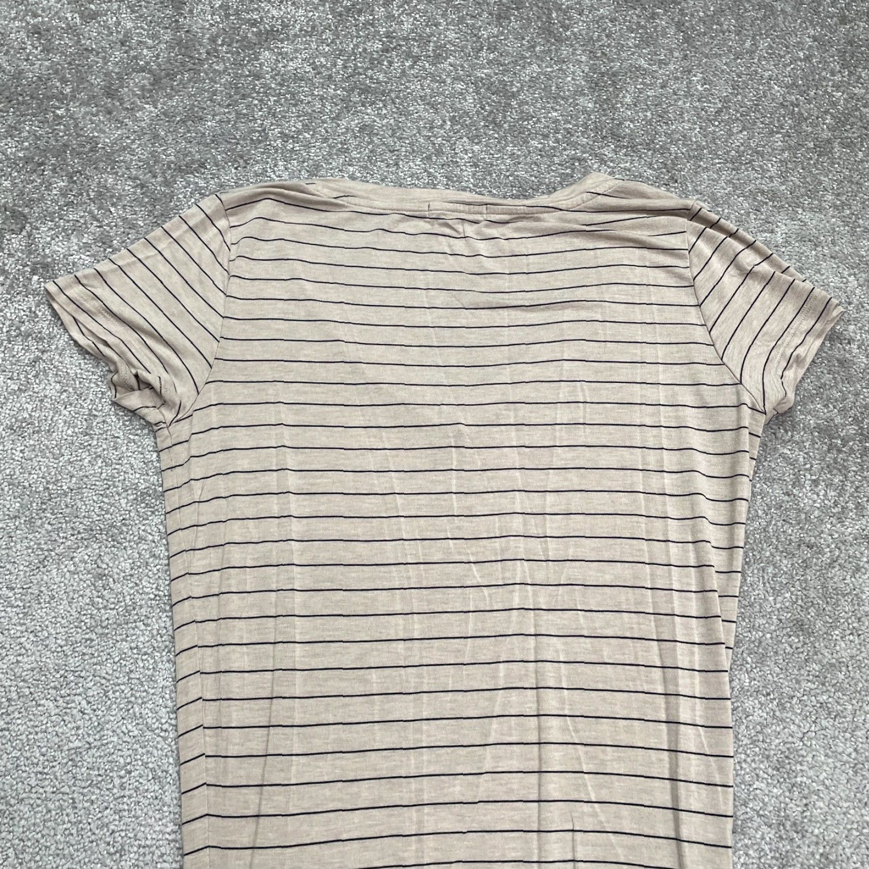 Prana VINTAGE Prana Bodycon Midi Dress Womens Medium Short Sleeve Striped Beige Stretch Casual Size M / US 6-8 / IT 42-44 - 4 Thumbnail