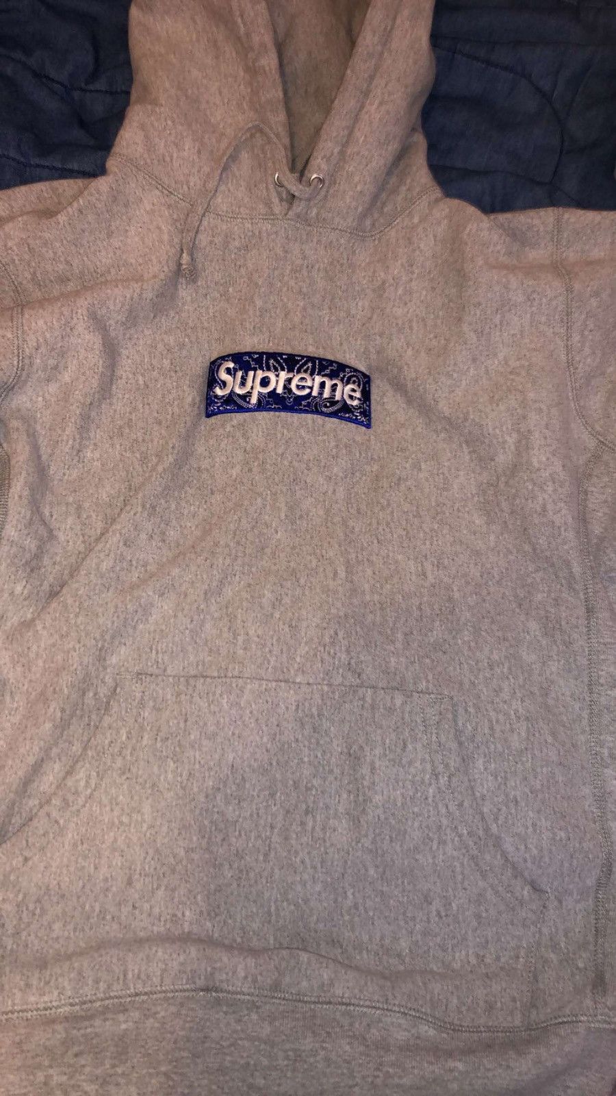 image of Supreme Bandana Box Logo Hoodie in Blue, Men's (Size Medium)