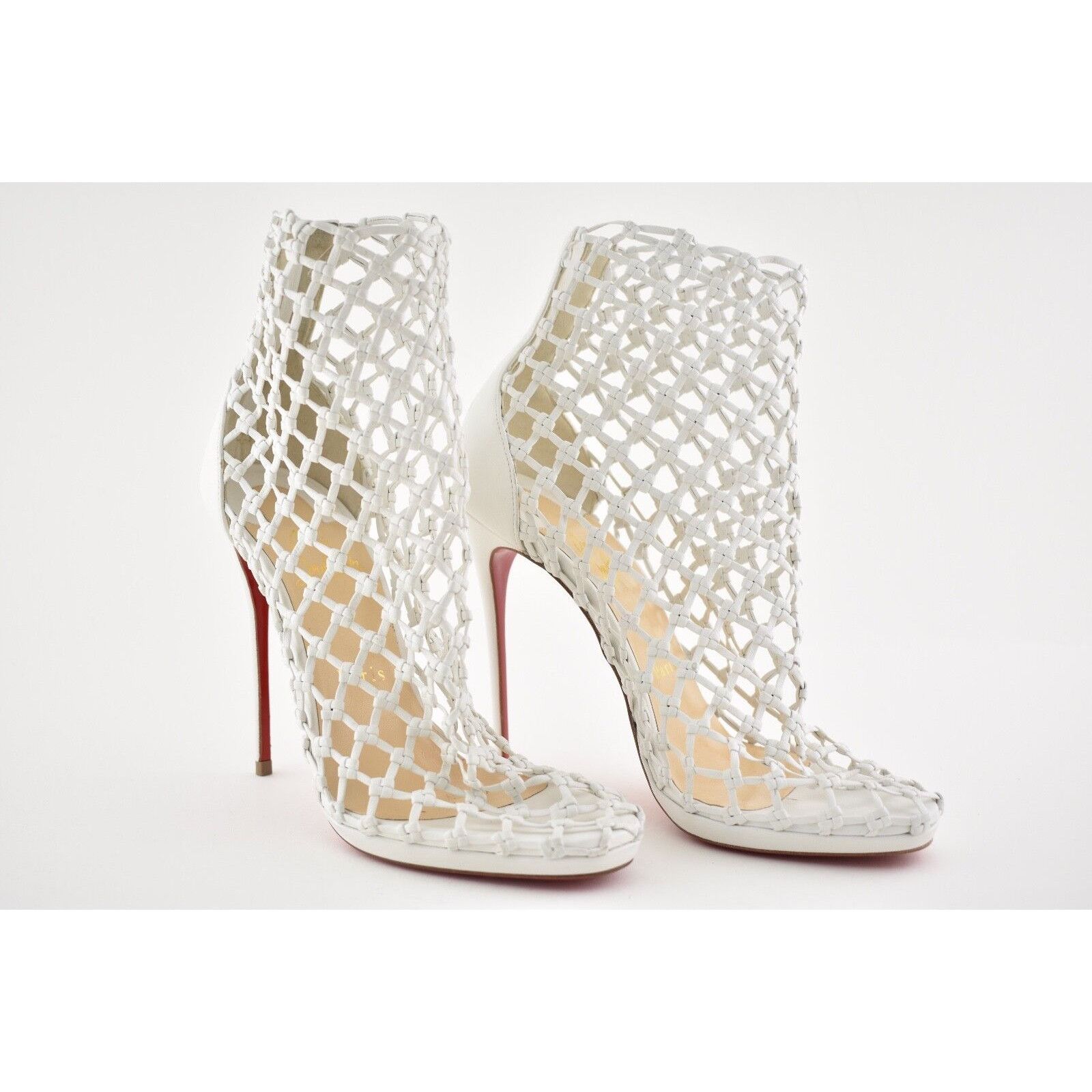 Christian Louboutin Christian Louboutin Porligat 120 White Latte Caged Boot Size US 7 / IT 37 - 4 Thumbnail