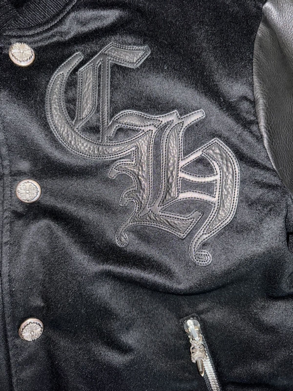 Chrome Hearts CHROME HEARTS LEATHER & CASHMERE COLLEGE JACKET Size US M / EU 48-50 / 2 - 3 Thumbnail