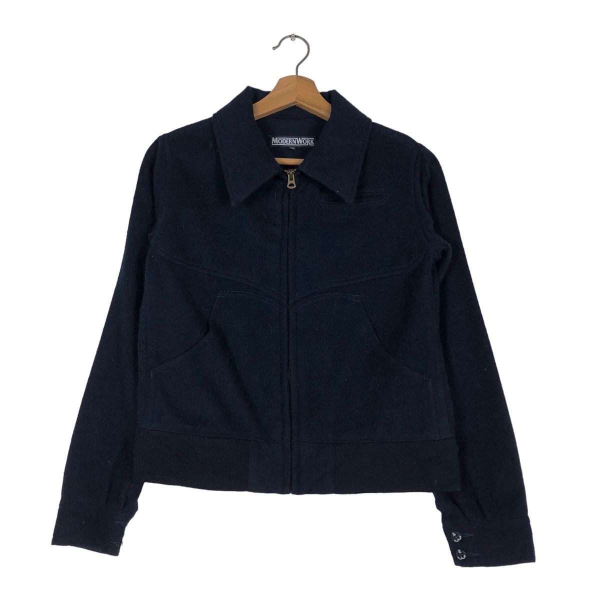 45rpm 🔥Cropped Biker Jacket Wool Indigo Modern Work Japan Made Size US XS / EU 42 / 0 - 1 Thumbnail