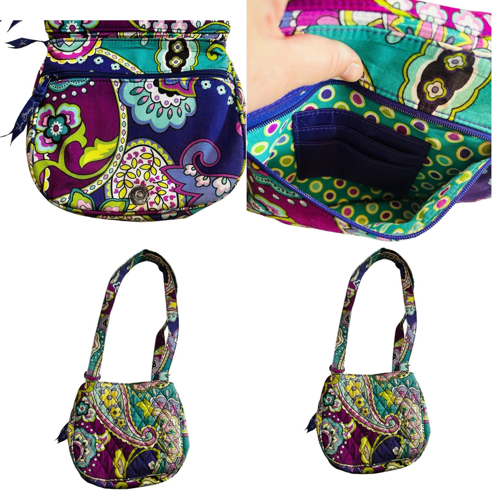 Vera Bradley Vera Bradley Crossbody Saddle Purse Purple Heather Paisley Bag Size ONE SIZE - 9 Thumbnail