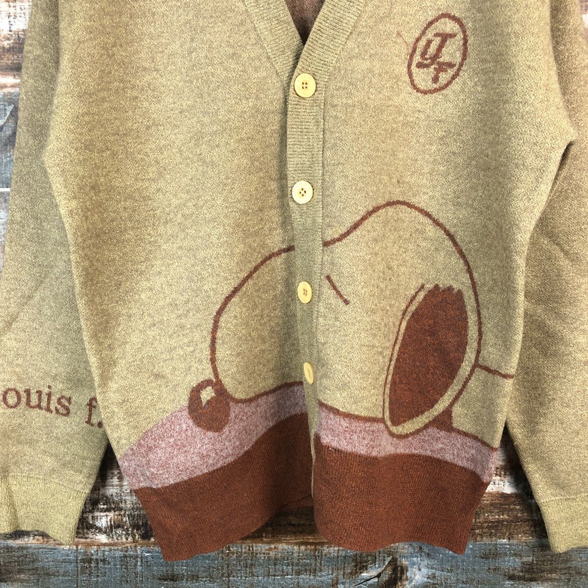Japanese Brand DL Jean Louis Fradet Beige Cardigan Knitwear #C745 Size US M / EU 48-50 / 2 - 9 Thumbnail