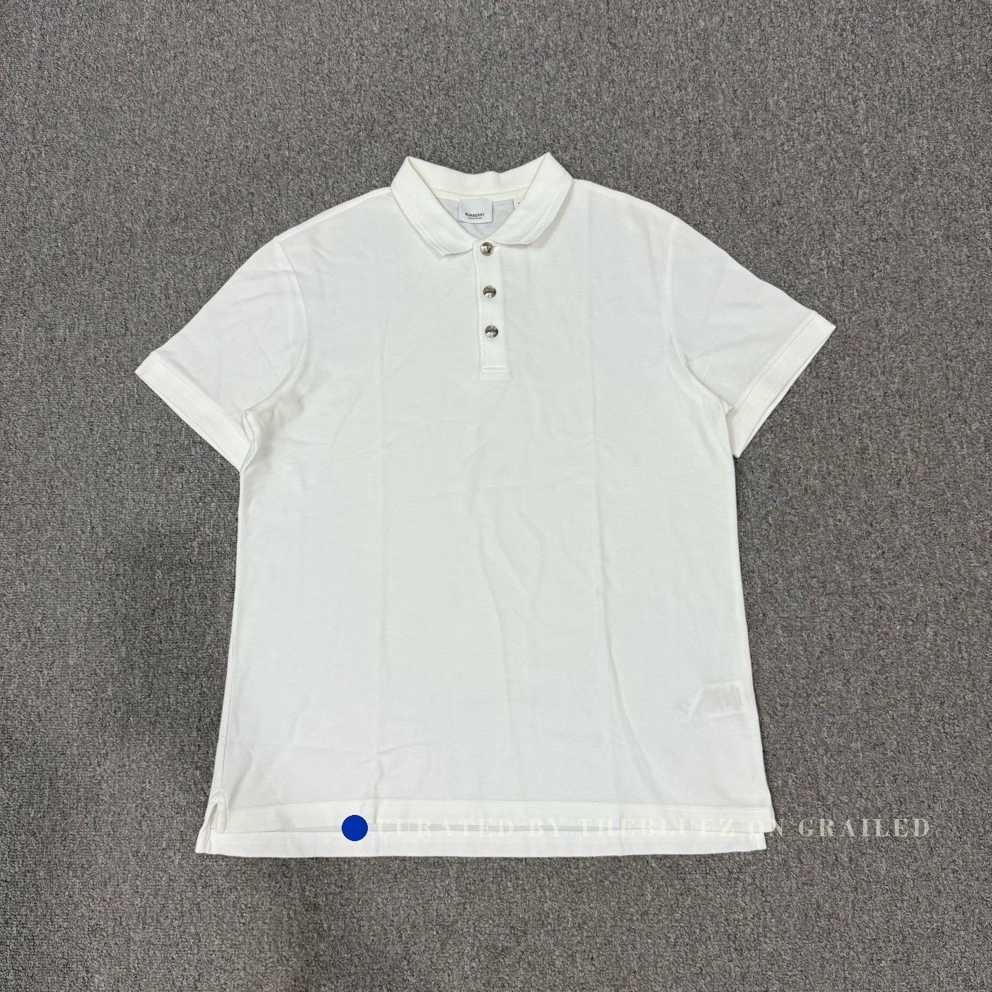 Burberry Burberry White Metal Buckle Short Sleeve Polo Size US XL / EU 56 / 4 - 1 Thumbnail
