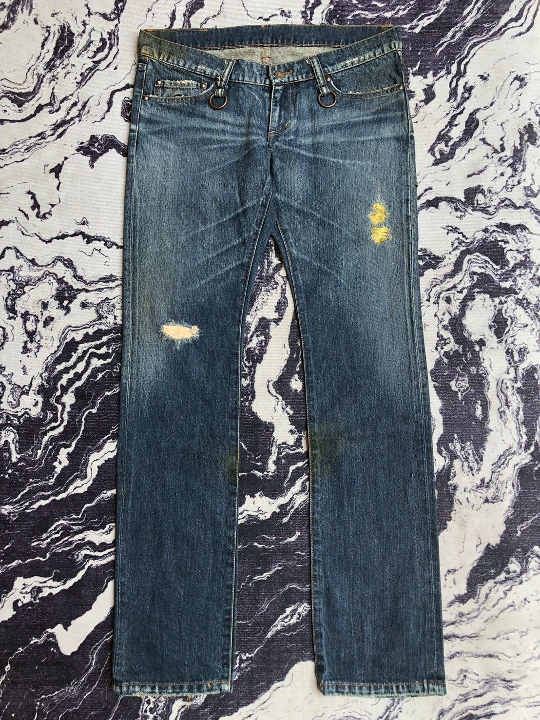 Mastermind Japan Vintage Mastermind JAPAN Distressed Gold Thread Denim Size US 37 - 1 Thumbnail