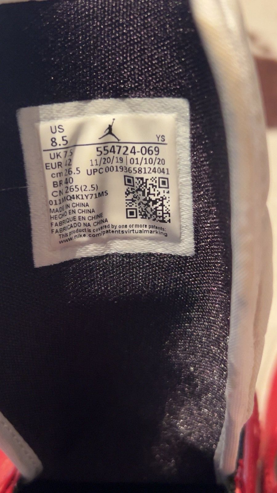 Jordan Brand Men’s Jordan 1 Black Toe Size US 8.5 / EU 41-42 - 5 Thumbnail