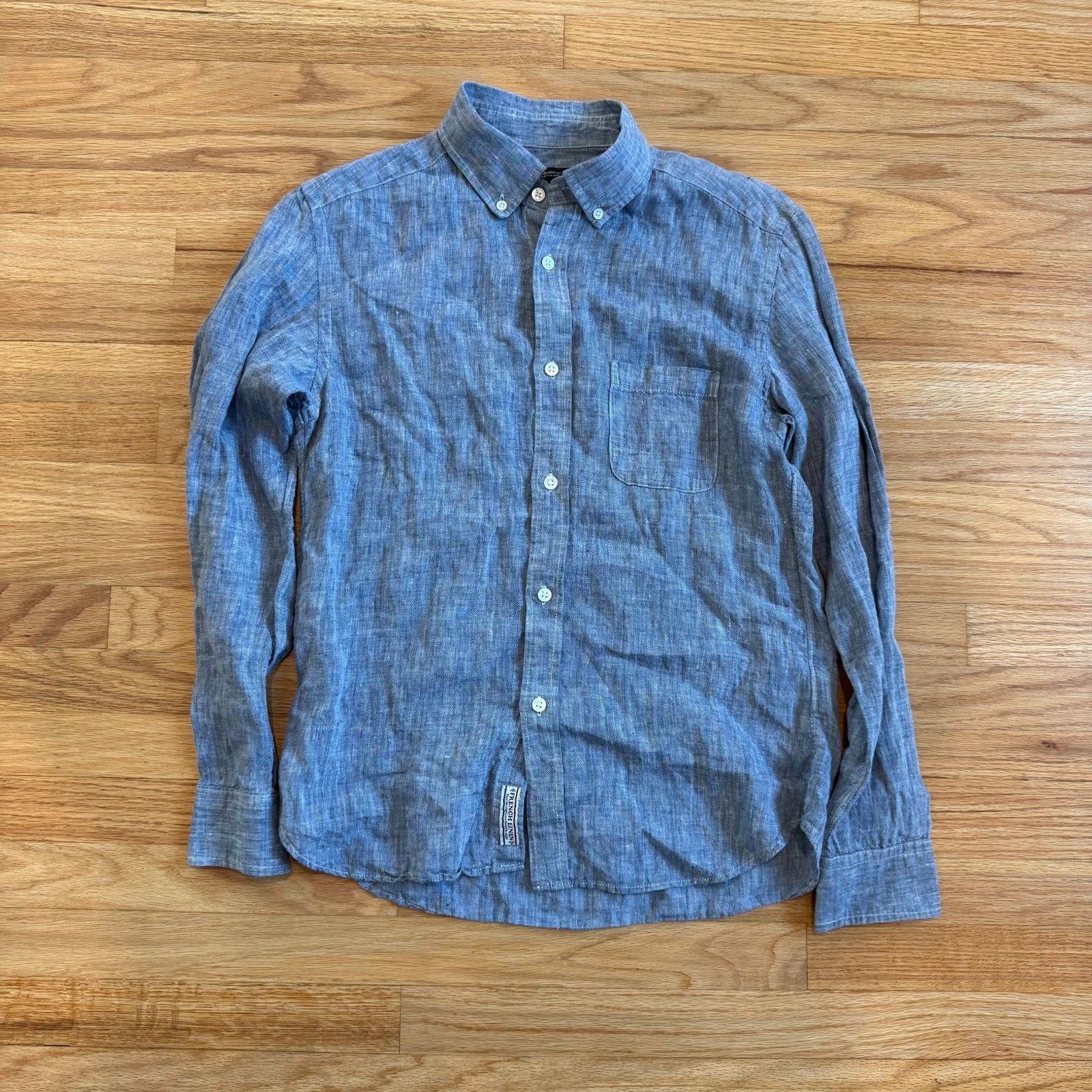 Engineered Garments United Arrows Japan Blue "Rhythm of Life" French Linen Shirt Size US S / EU 44-46 / 1 - 1 Thumbnail