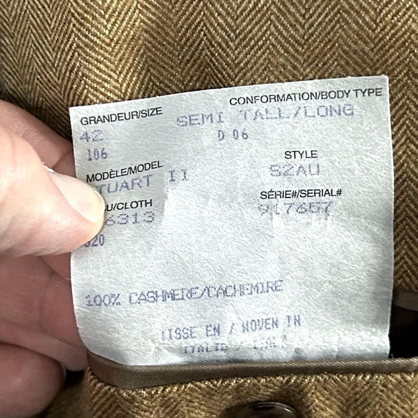 Paul Stuart Paul Stuart 42 Sport Coat 100% Cashmere Beige Herringbone Two-Button Men's Regular Jacket Beige Sports Coat 42 Mens Size US XS / EU 42 / 0 - 4 Thumbnail