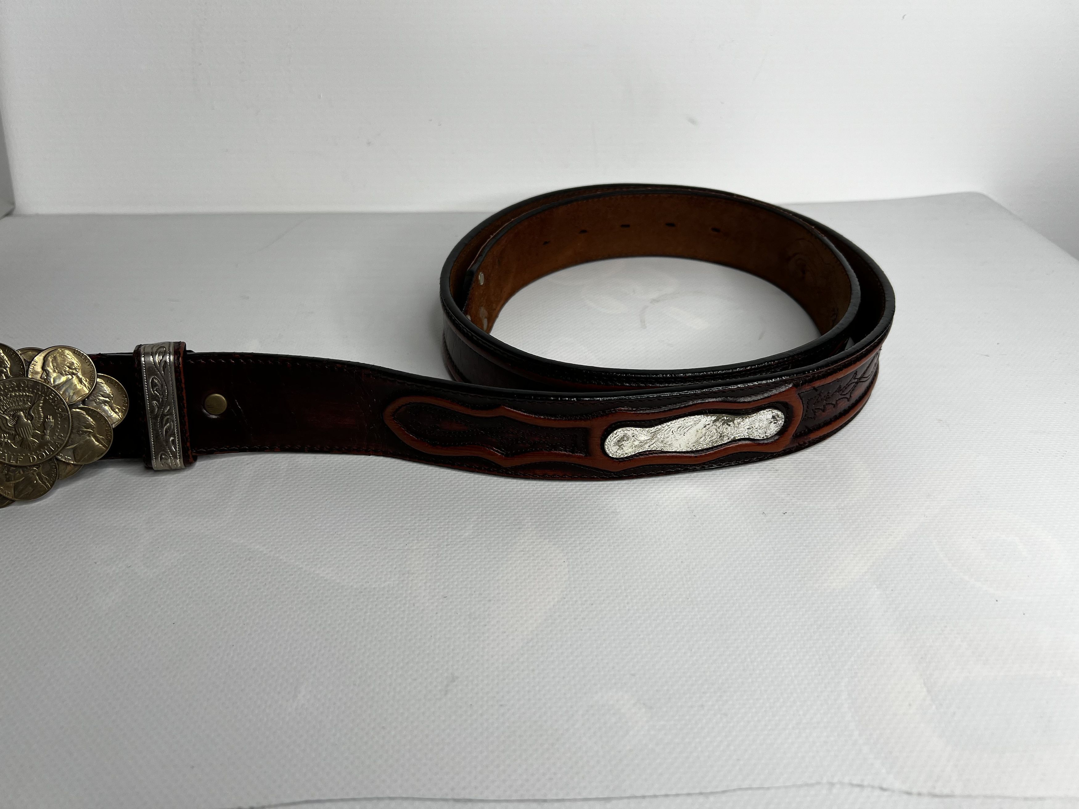 Handmade VINTAGE COIN BELT BUCKLE THE GREAT AMERICAN BUCKLE CO Size ONE SIZE - 2 Thumbnail