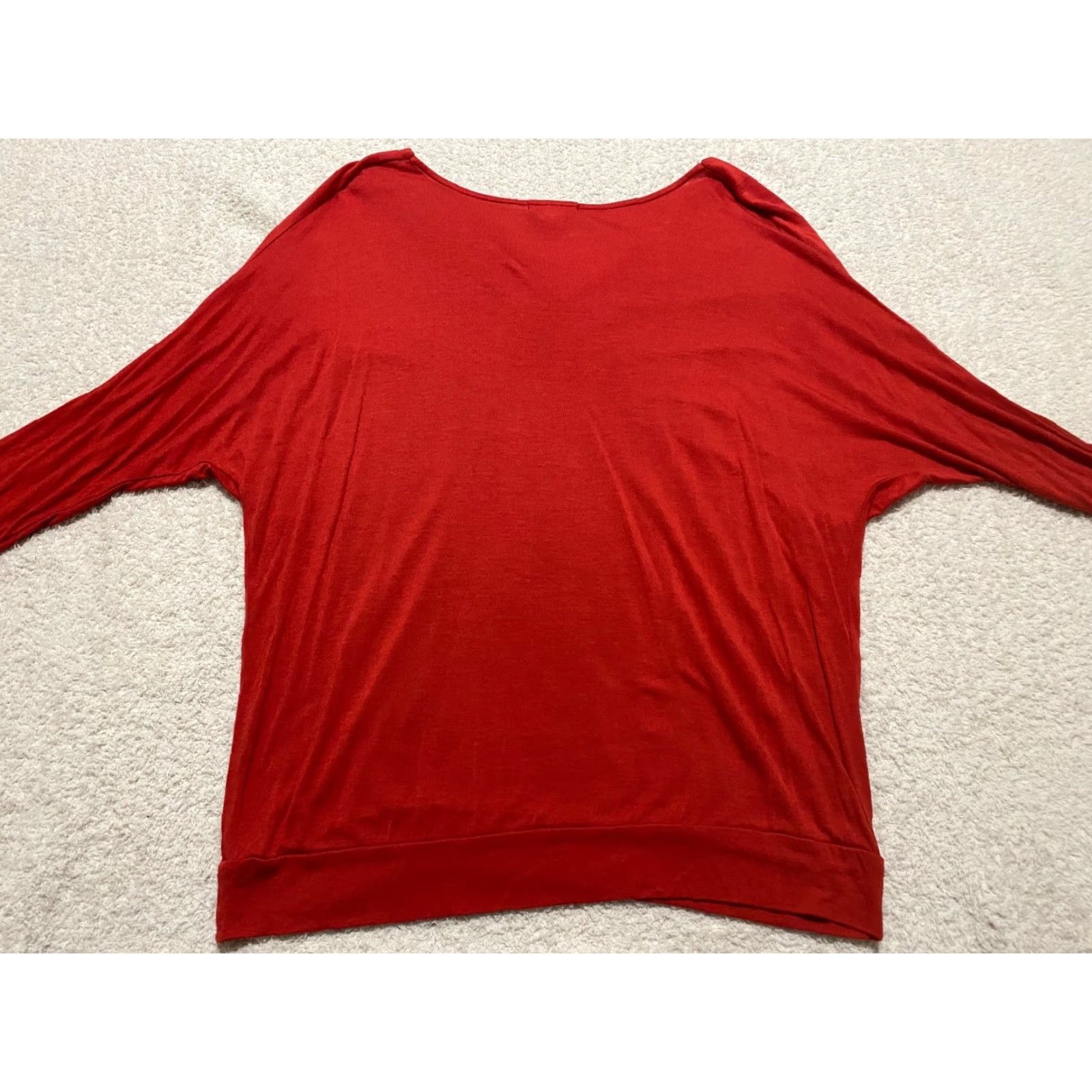Vintage Sundance Shirt Womens Medium 3/4 Sleeve V-Neck Red Blouse Pullover Solid Cotton Rayon (New) Size M / US 6-8 / IT 42-44 - 6 Thumbnail
