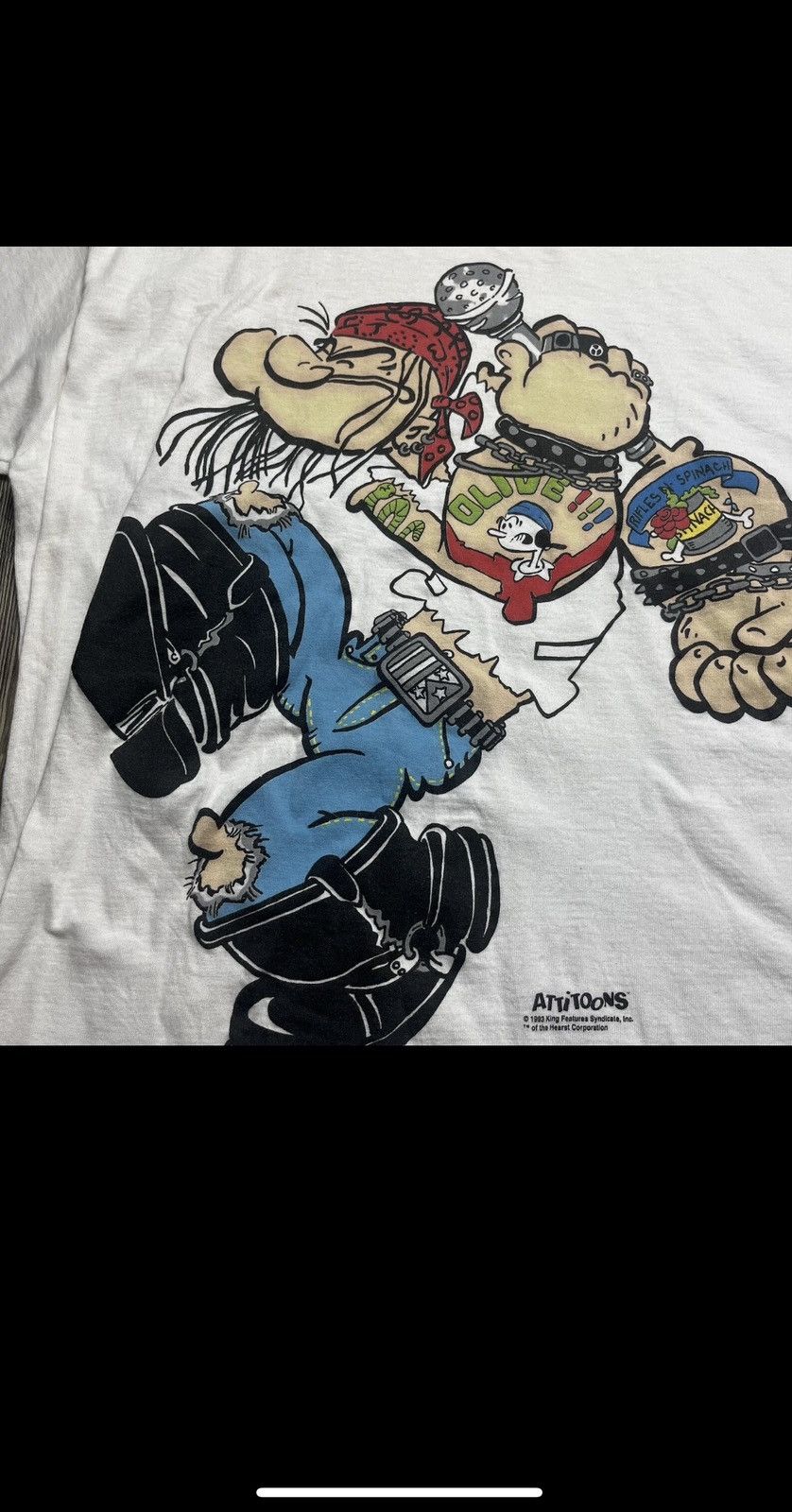 Vintage Vintage 90s Popeye Guns N Roses Rock Tee XL Single Stitch Size US XL / EU 56 / 4 - 5 Thumbnail