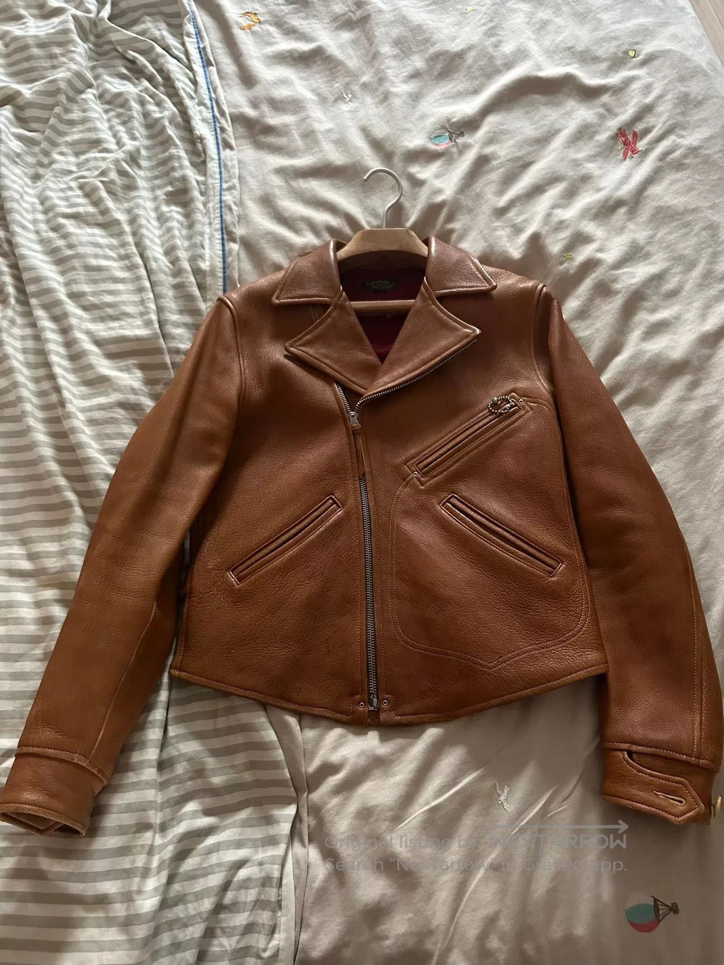 Freewheelers sunset orange leather biker jacket. Size US M / EU 48-50 / 2 - 5 Thumbnail