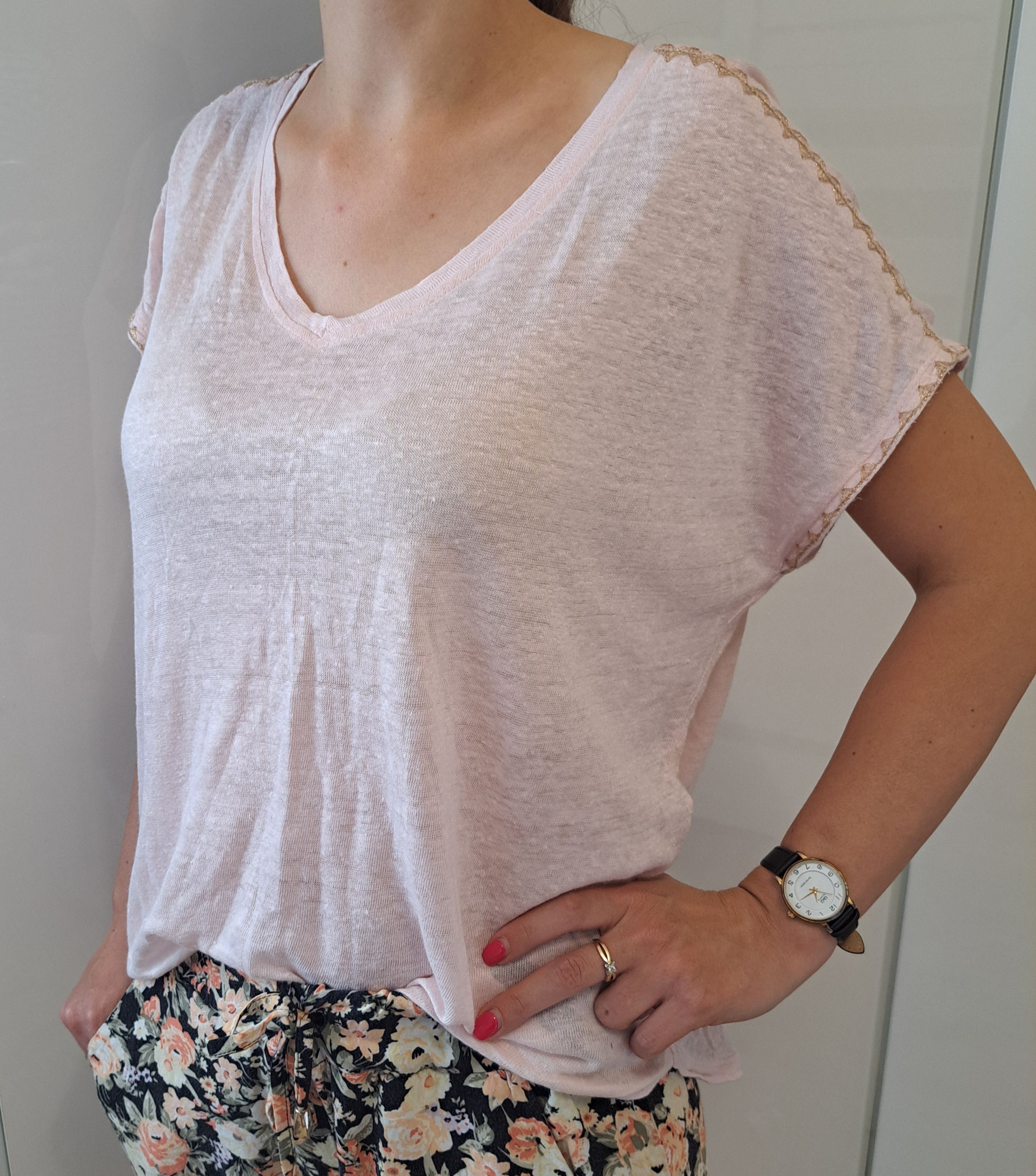 Designer Monsoon linen pink t-shirt tshirt M. Size M / US 6-8 / IT 42-44 - 1 Thumbnail