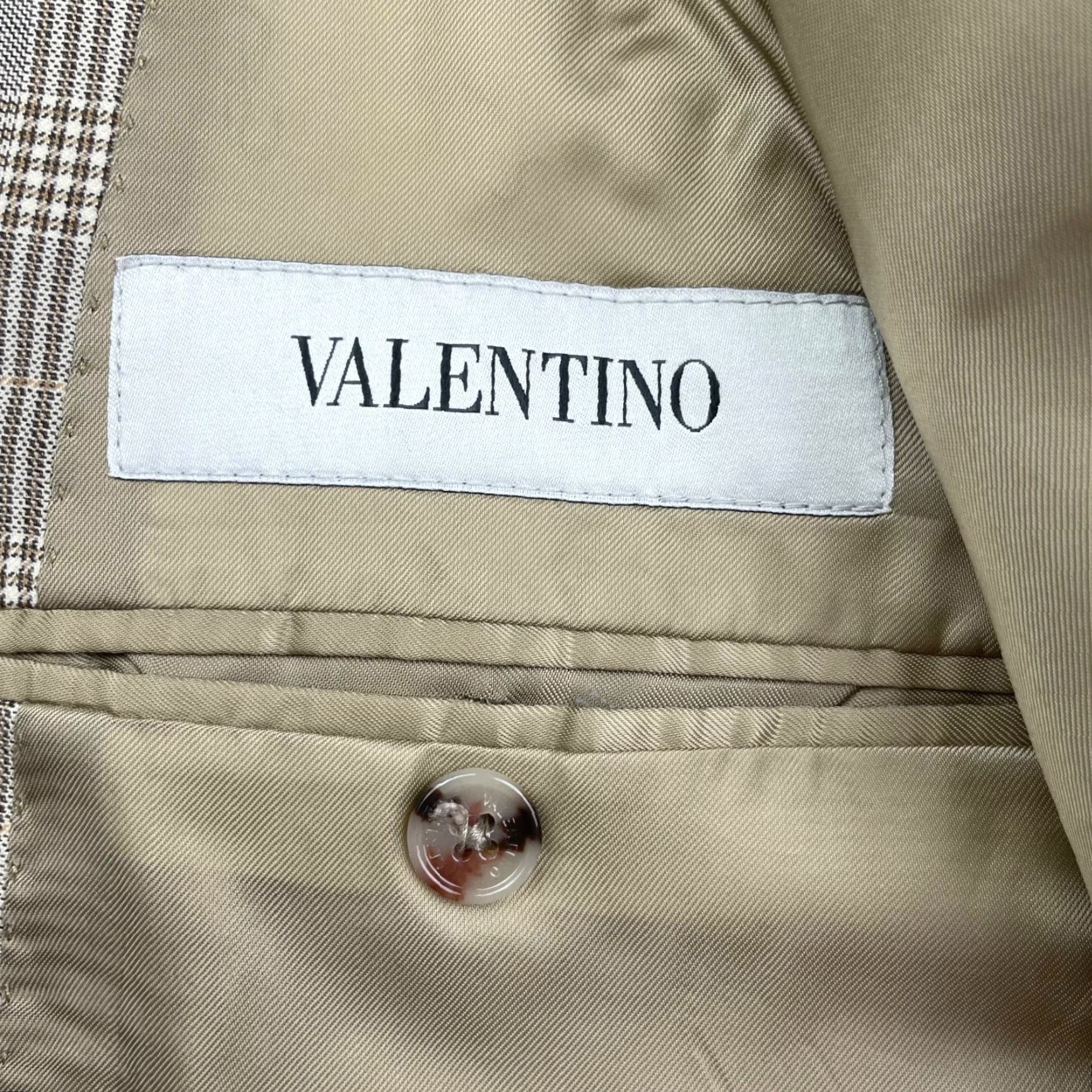 Valentino Valentino Blazer Men’s 42R Wool Plaid Brown 2-Button Notch Lapel Double-Vented Italy Casual Travel Regular Mens Size 42R - 6 Thumbnail