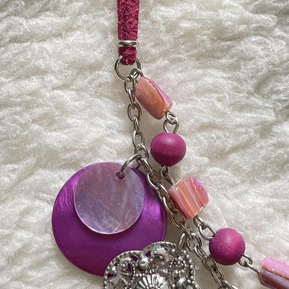 Other Purple Layered Necklace with Silver & Natural Charms Size ONE SIZE - 4 Thumbnail