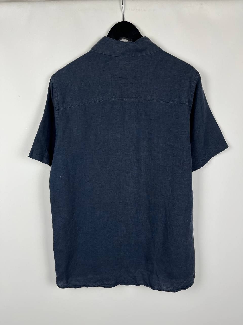 Percival Percival Men's 100% Linen Short Sleeve Shirt Navy Blue Size US M / EU 48-50 / 2 - 2 Thumbnail