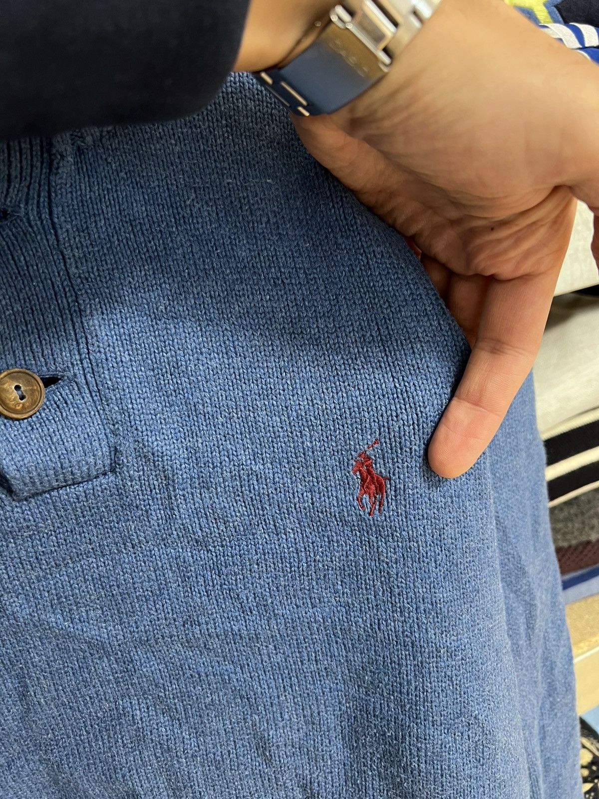 Polo Ralph Lauren × Ralph Lauren × Vintage Vintage Polo Ralph Lauren Button Neck Knitted Sweater Mens L Size US L / EU 52-54 / 3 - 3 Thumbnail