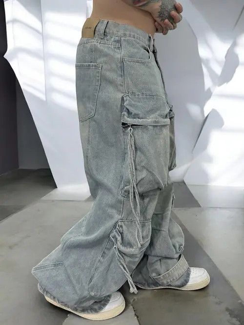 VIBE Baggy Cargo Denim Jeans, Oversized Jeans Size US 32 / EU 48 - 2 Thumbnail