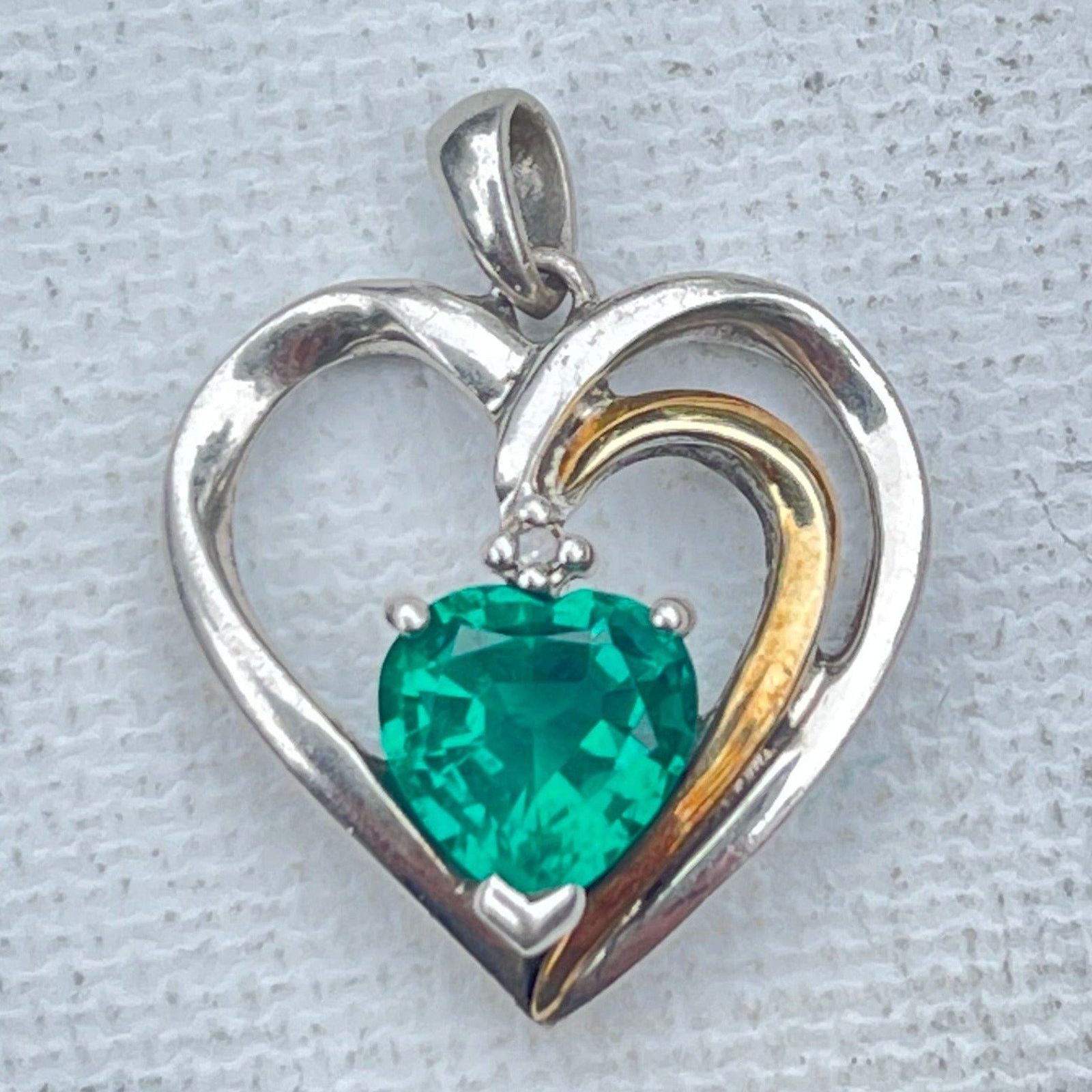 Vintage Alwand Vahan Sterling Silver 14k Gold Pendant Diamond and CZ Size ONE SIZE - 1 Thumbnail
