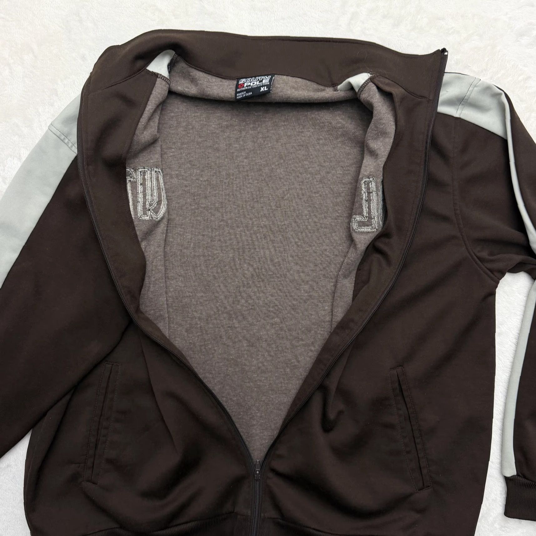 Southpole South Pole Track Jacket Men XL Brown Colorblock Full Zip with Pockets Athletic Size US XL / EU 56 / 4 - 7 Thumbnail