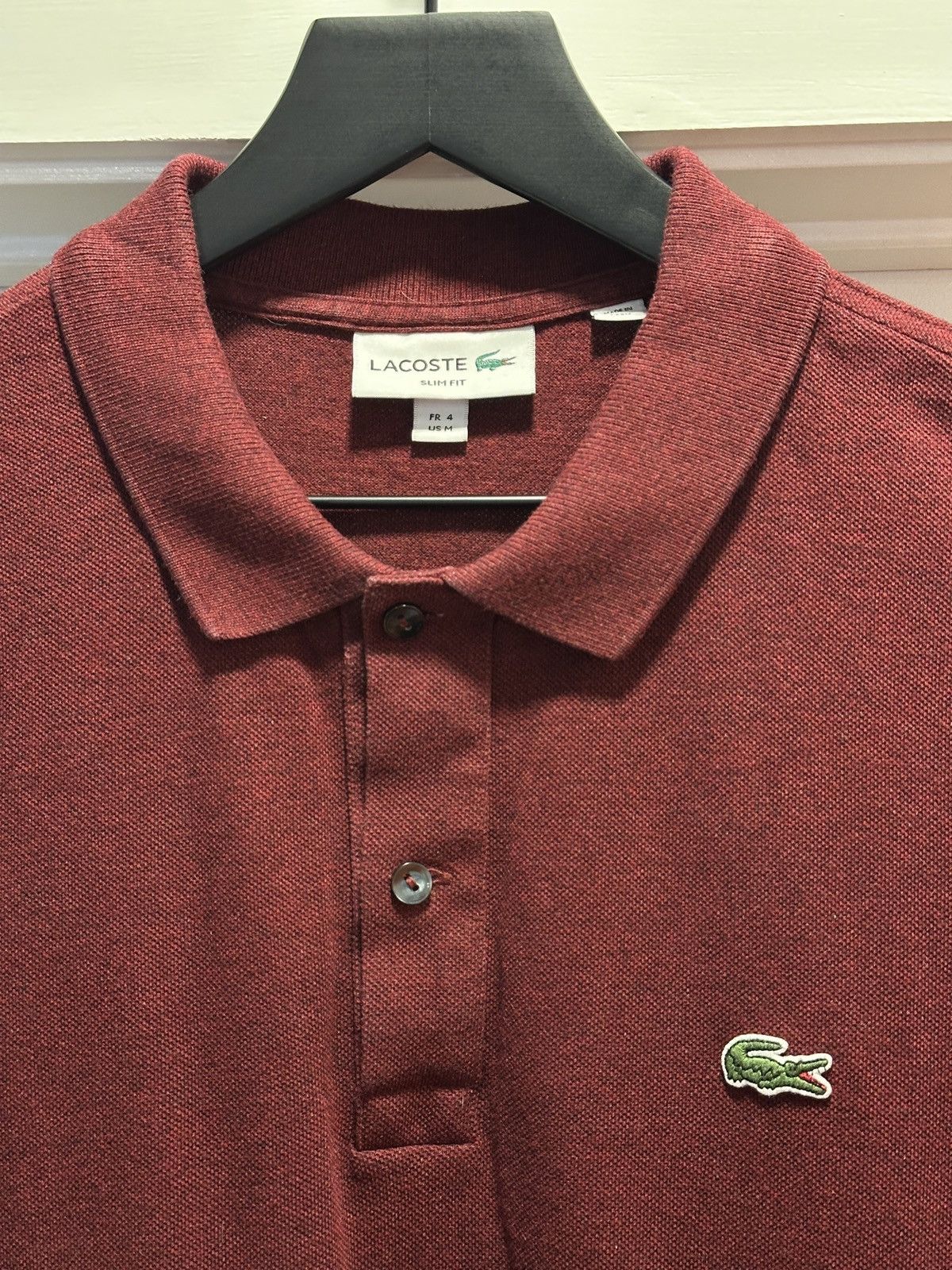 Lacoste Lacoste Slim Fit Polo Bordeaux Marl Medium Size US M / EU 48-50 / 2 - 2 Thumbnail