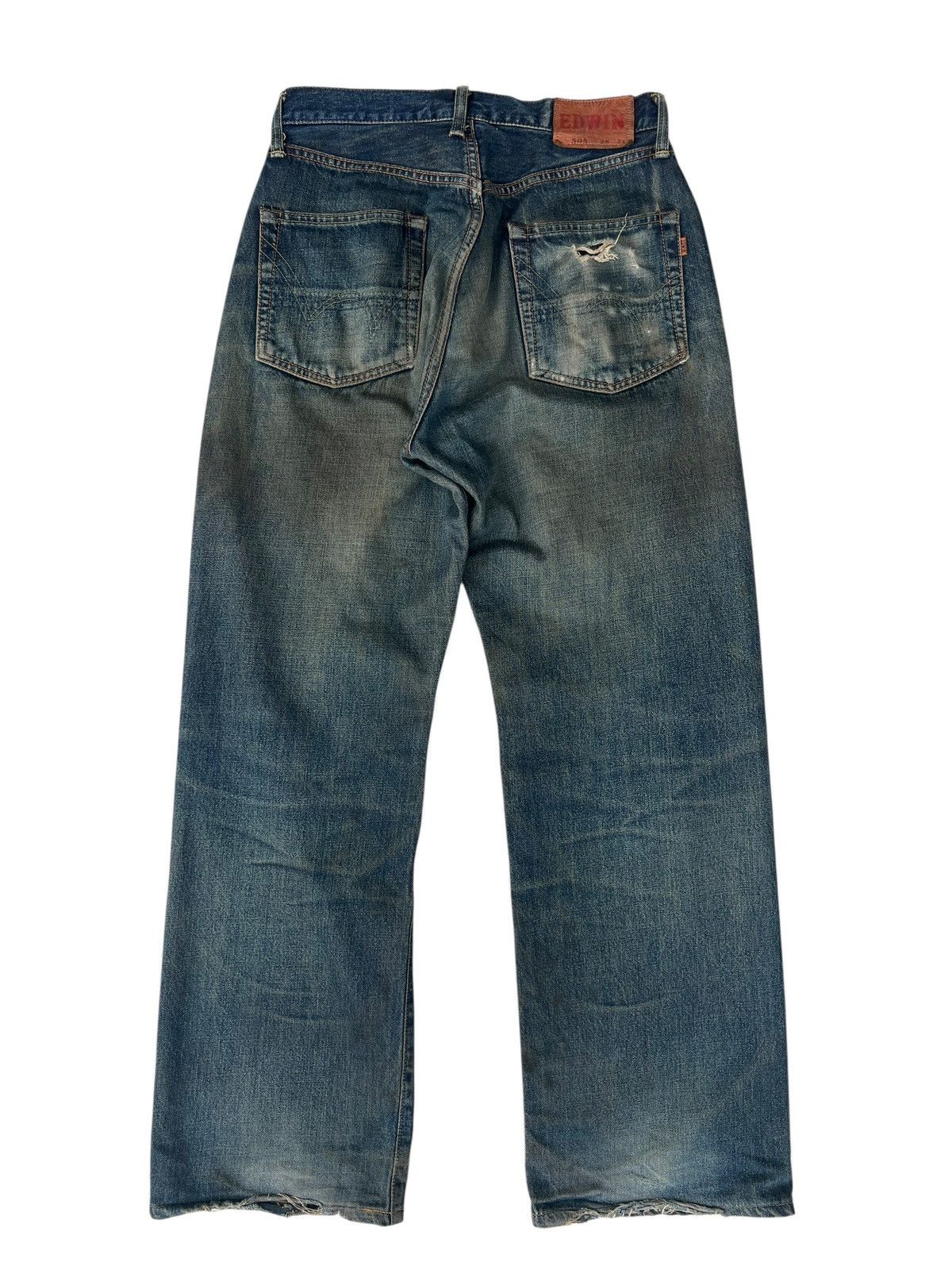 Edwin Vintage Y2K 2000s Edwin Aging Dirty Mud Denim Selvedge Jeans Size US 29 - 7 Thumbnail
