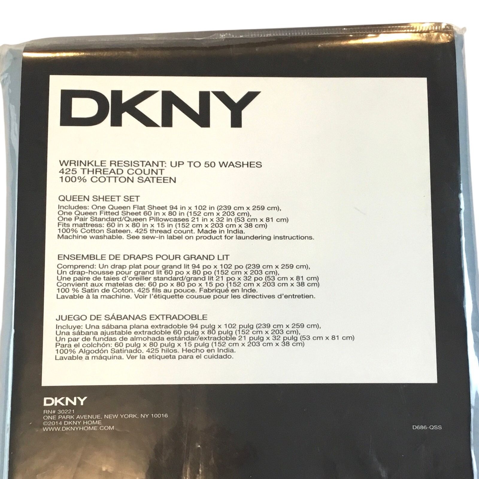 DKNY DKNY Queen Sheet Set BL Wrinkle Resistant Cotton Sateen NWT Size ONE SIZE - 3 Thumbnail