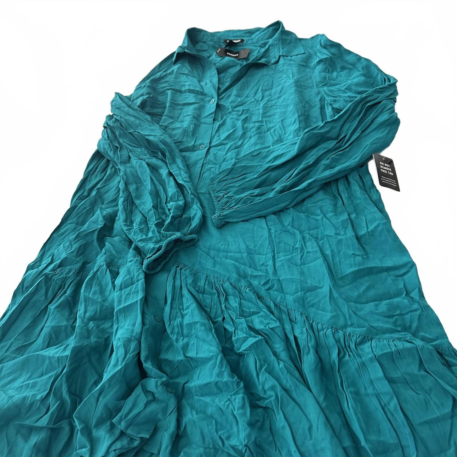 Express Express Stylish Teal Button-Up Dress Size XL / US 12-14 / IT 48-50 - 4 Thumbnail