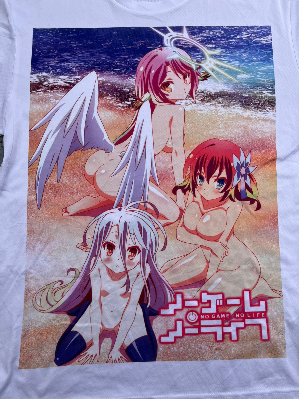 Japanese Brand No Game No Life Anime T-Shirt Shiro Jibril Steph Beach Art Size US S / EU 44-46 / 1 - 6 Thumbnail