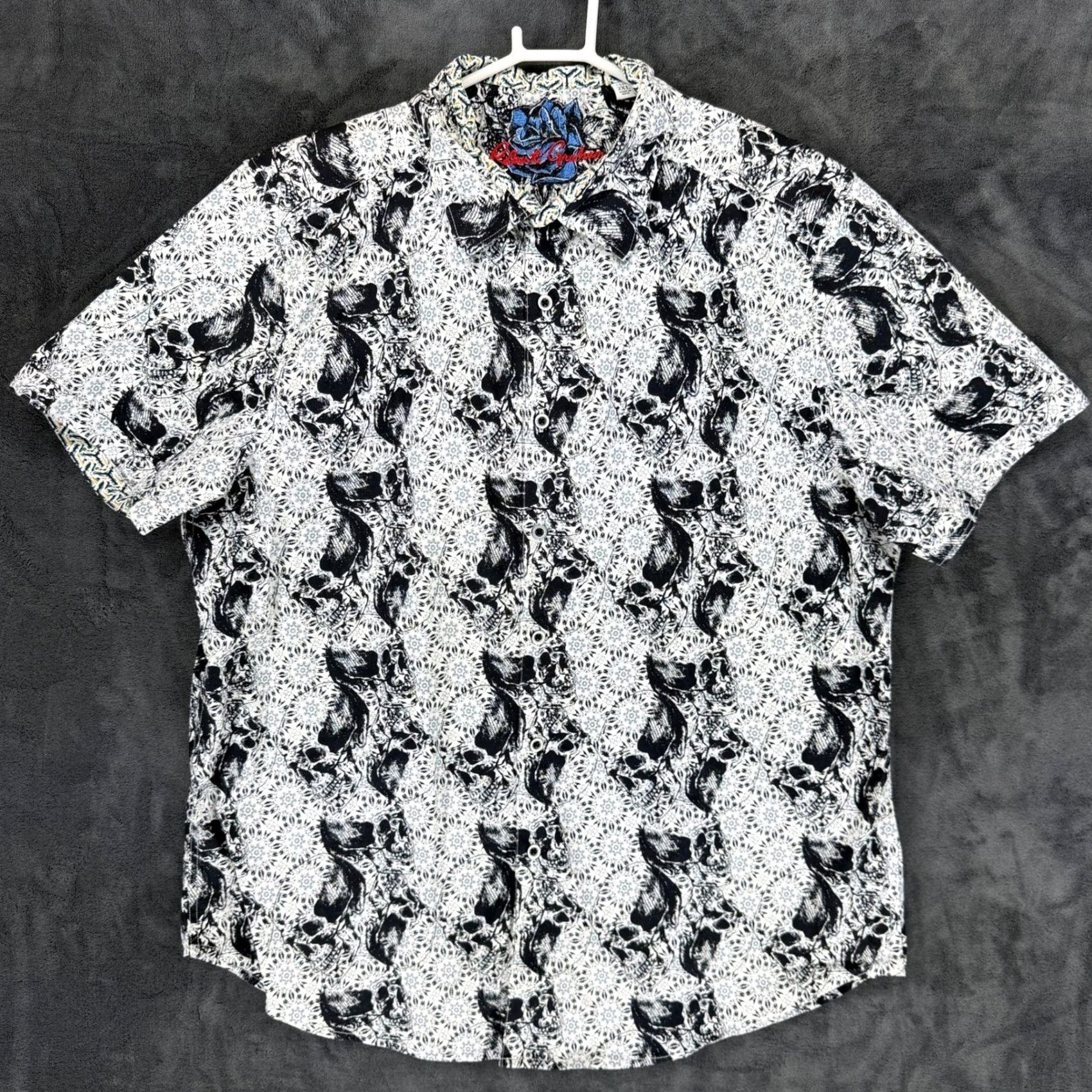 Robert Graham Robert Graham Mens 2XL Short Sleeve Button-Up Shirt Skull Floral Classic Fit Size US XXL / EU 58 / 5 - 2 Thumbnail