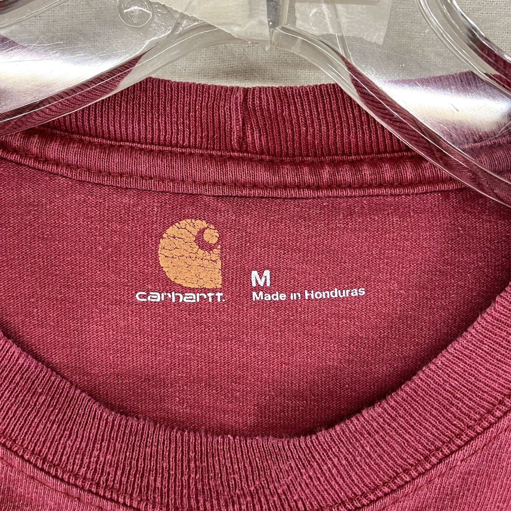Carhartt Carhartt Mens Medium Long Sleeve T-Shirt Red Crew Neck Logo Pockets Solid All Seasons Heavyweight Cotton Size US M / EU 48-50 / 2 - 3 Thumbnail