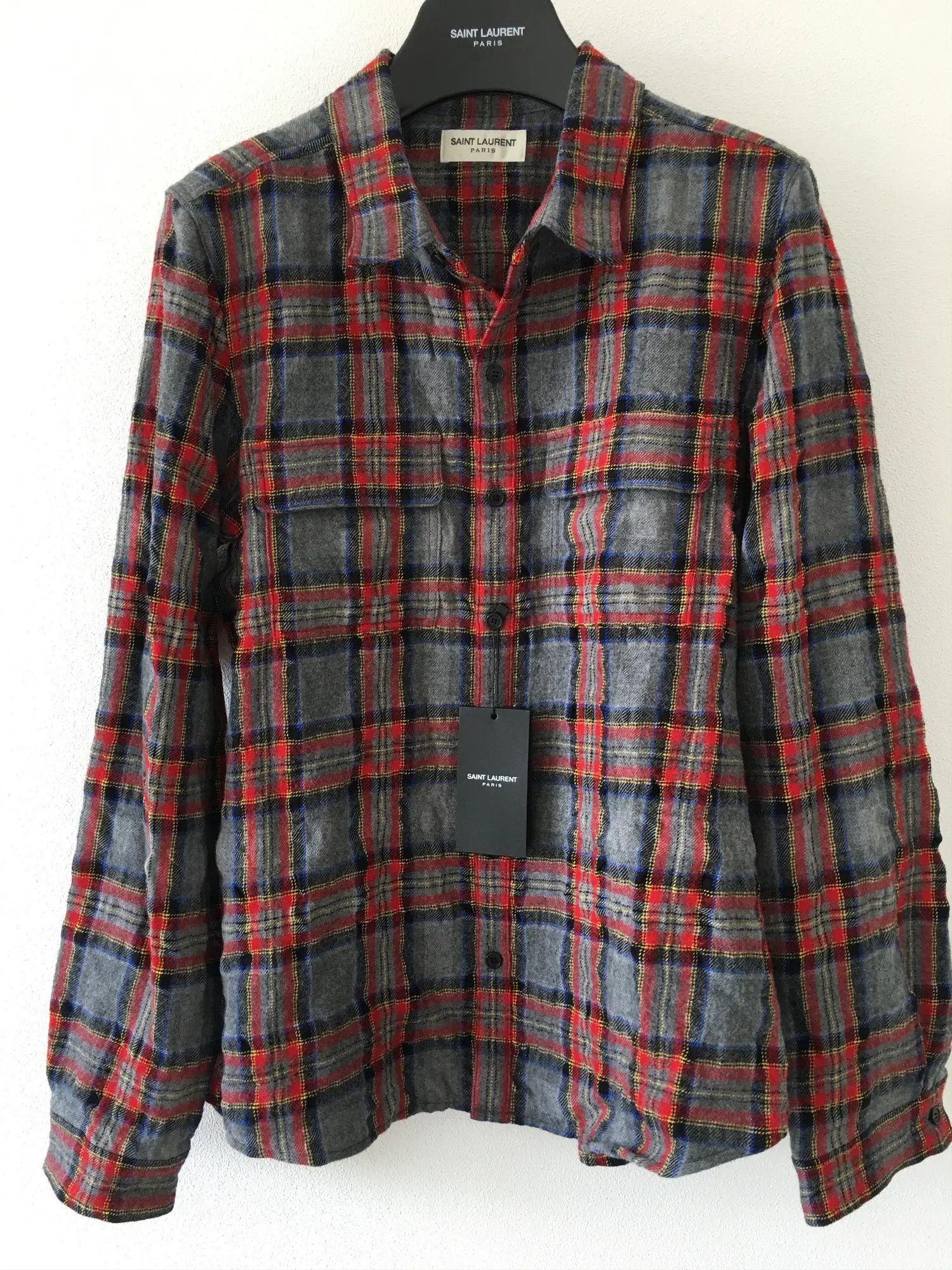 Saint Laurent Paris FW'21 Shirt Wool Flannel Size US L / EU 52-54 / 3 - 1 Thumbnail