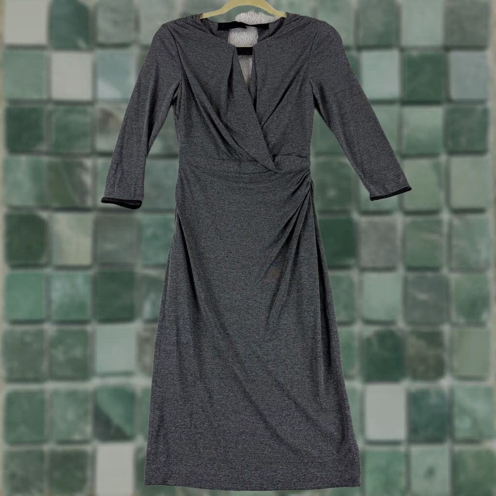 Karen Millen Karen Millen Sheath Dress Womens Size 2 Gray Heathered Draped 3/4 Sleeve Stretch Lad Dress Ladies Shirt? Size XS / US 0-2 / IT 36-38 - 1 Thumbnail