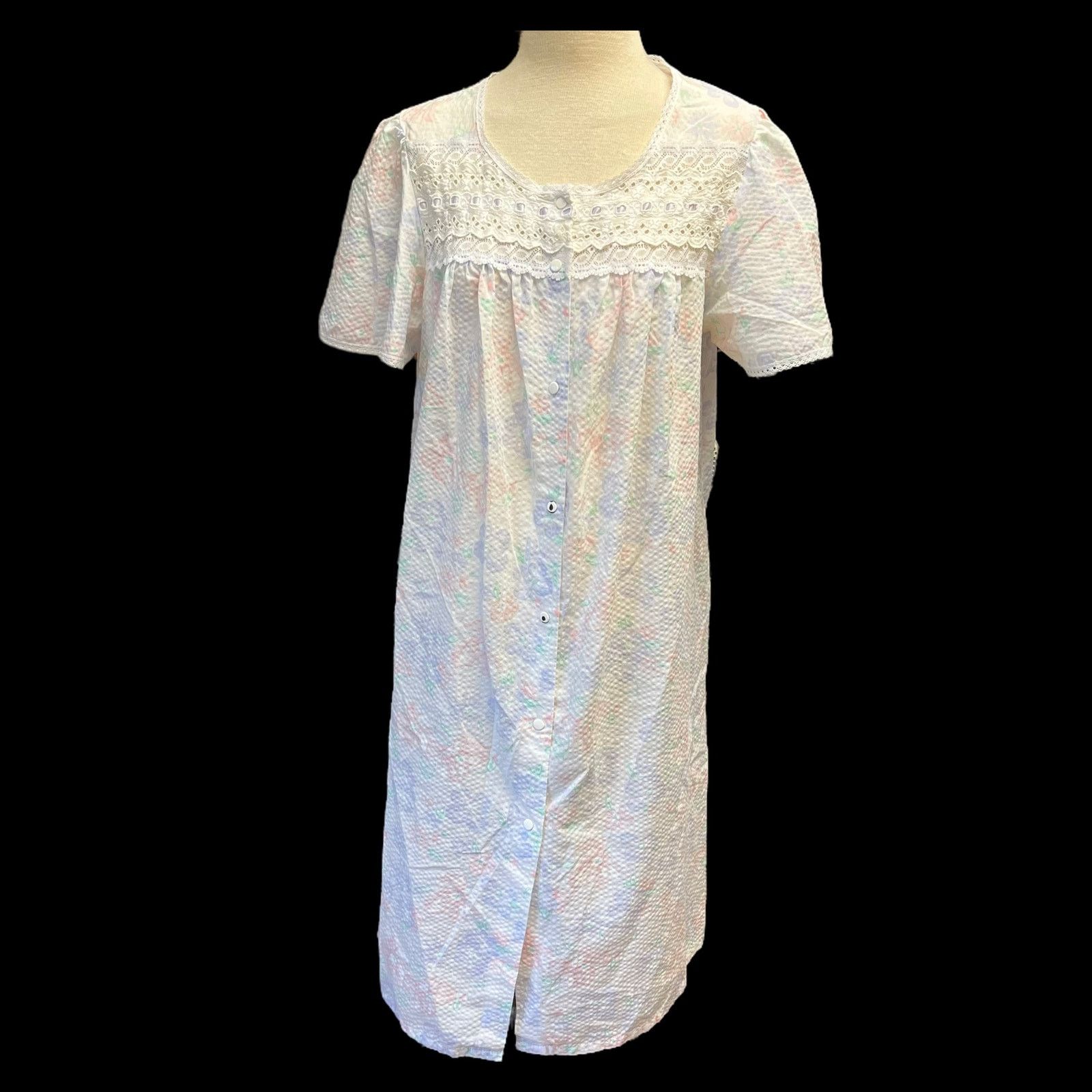 Other Vintage Nicole pockets Granny Quaker Lace Trim Night Gown Size ONE SIZE - 1 Thumbnail