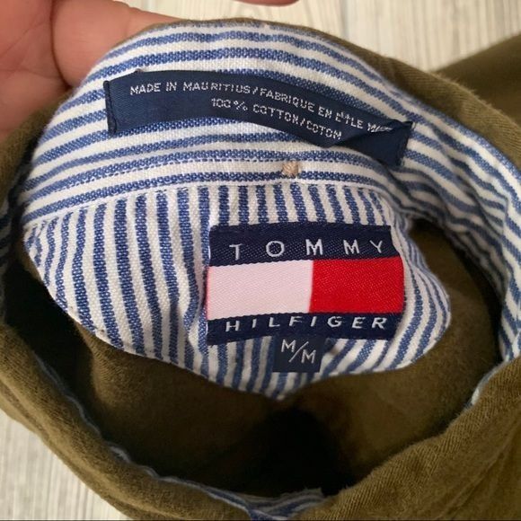 Tommy Hilfiger Vintage Grunge 90’s Olive Green Tommy Hilfiger Crest Logo Sh Size US M / EU 48-50 / 2 - 9 Thumbnail