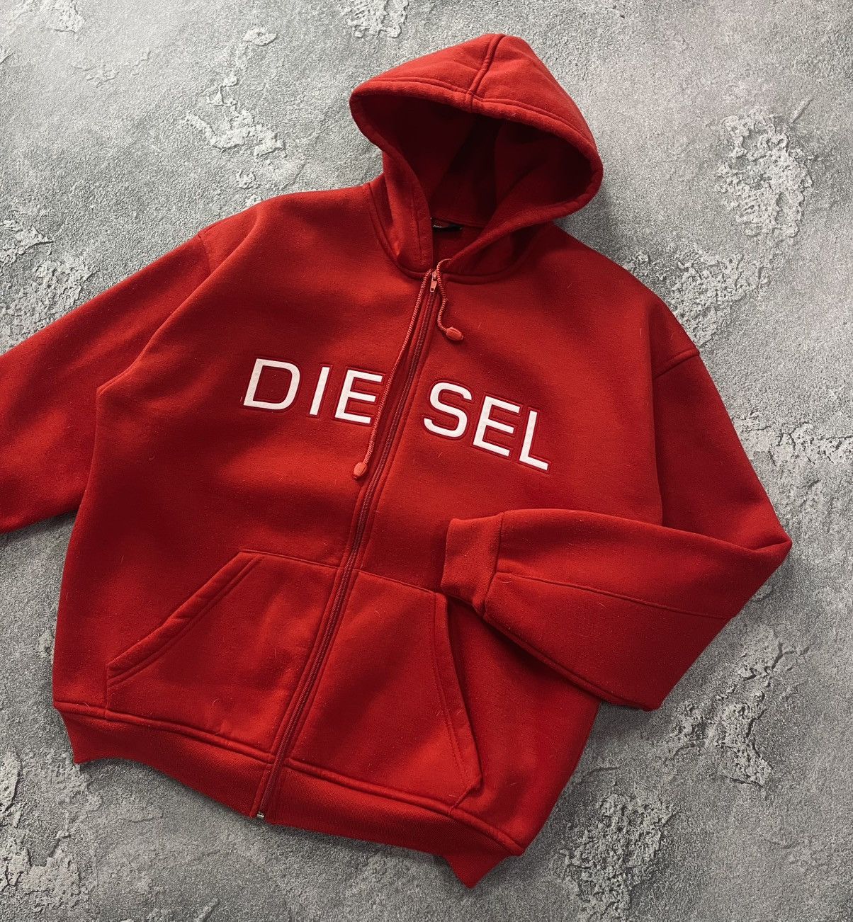 Diesel × Vintage Vintage Y2k Diesel Big Embroidered Logo Zip Hoodie Size US L / EU 52-54 / 3 - 2 Thumbnail