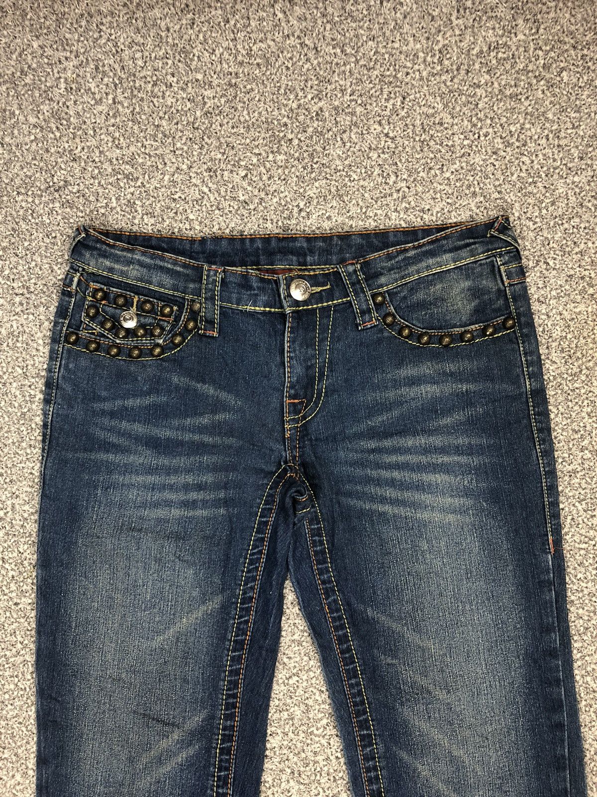 Japanese Brand Vintage True Religion Joey Studded Twisted Flare Jeans Size 32" / US 10 / IT 46 - 4 Thumbnail