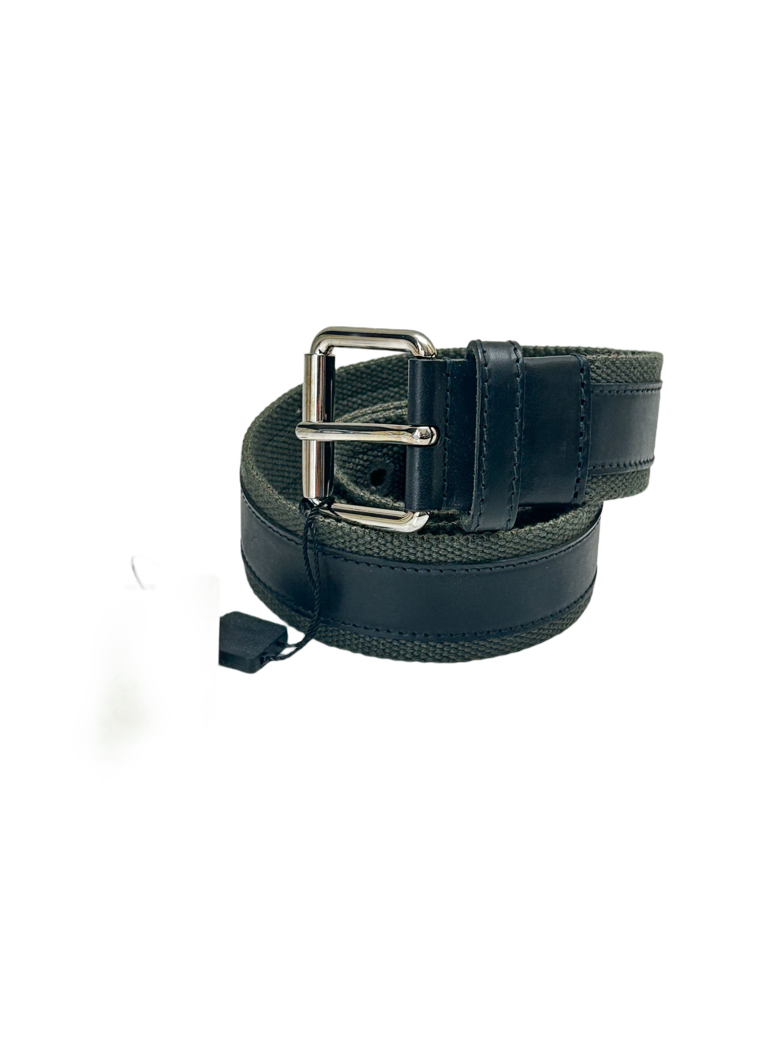 Dolce & Gabbana Dolce & Gabbana Blk/Gry Leather & Canvas Notch Buckle Belt Size 28 - 2 Thumbnail