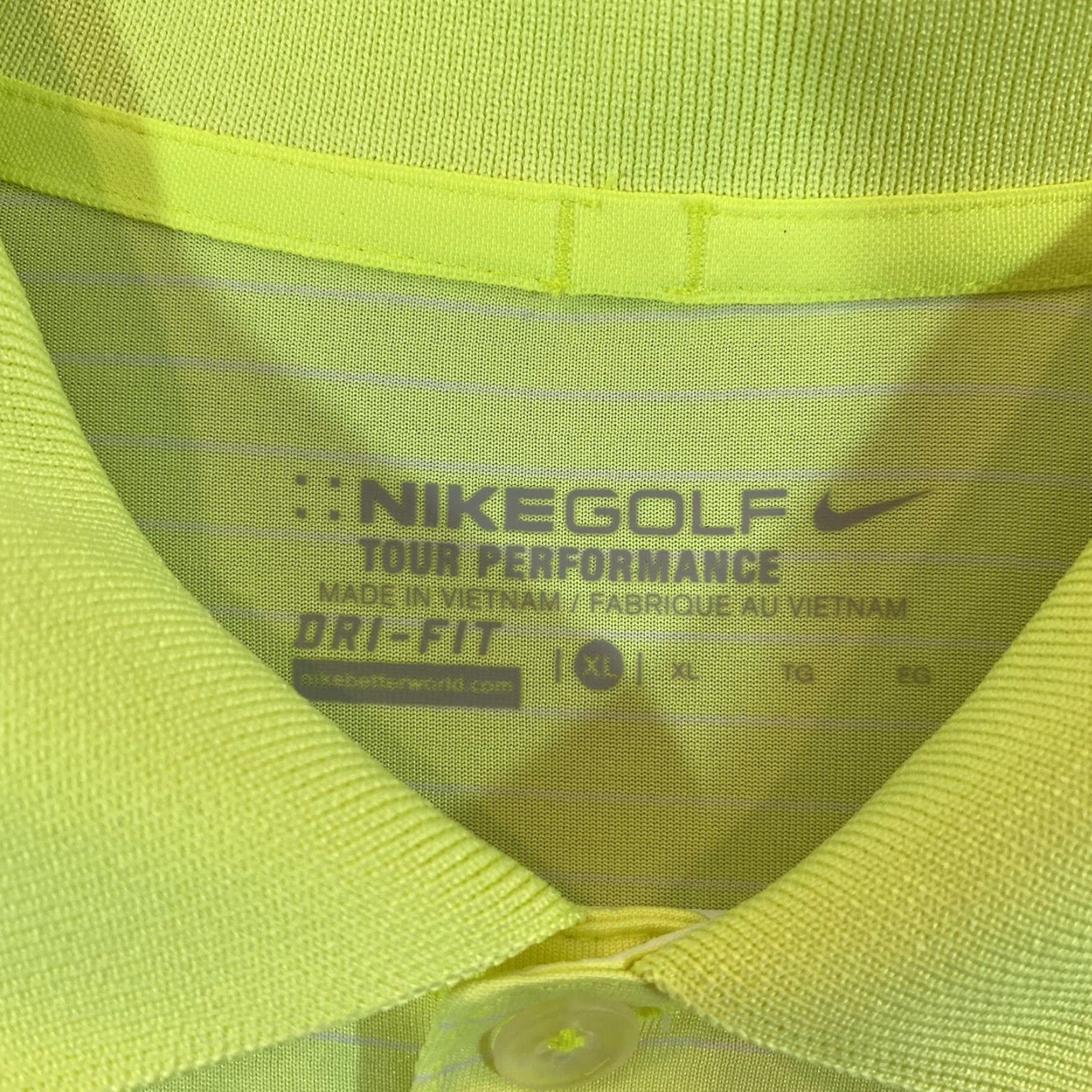 Nike NIKE Polo Shirt Men XL Neon Green Tour Performance Dri-Fit Short Sleeve Polo Size US XL / EU 56 / 4 - 4 Thumbnail