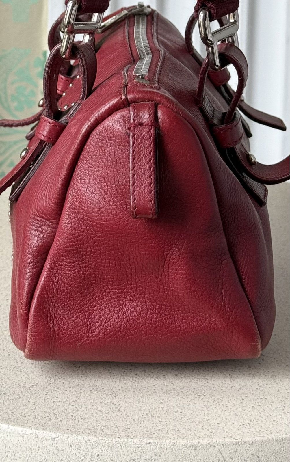 Yves Saint Laurent Yves Saint Laurent Small Studded Boston Red Shoulder Bag Size ONE SIZE - 14 Thumbnail