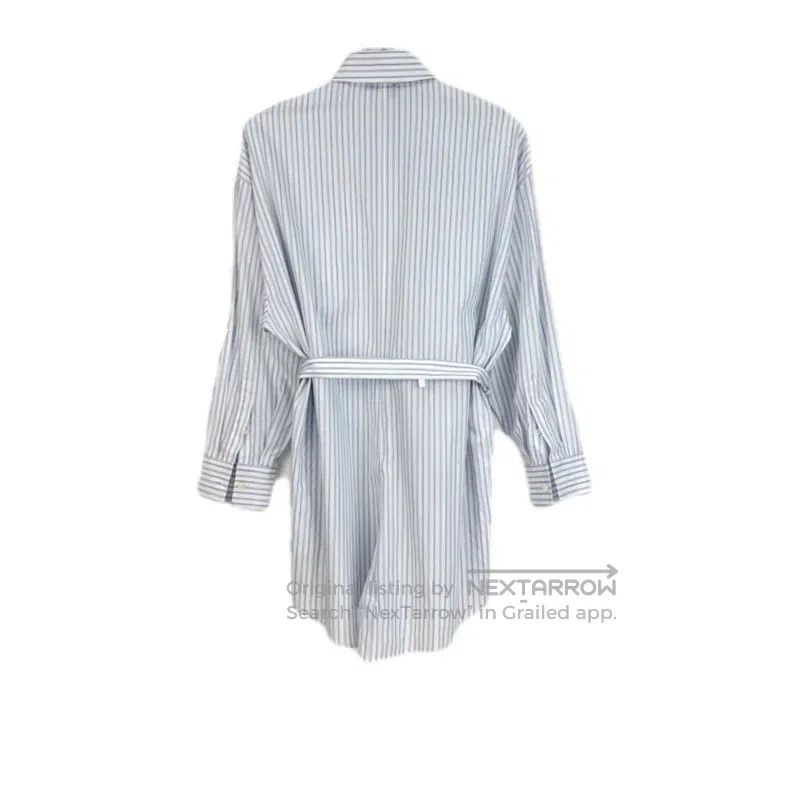 Prada Prada Blue and white vertical striped shirt with belt Size XS / US 0-2 / IT 36-38 - 2 Thumbnail